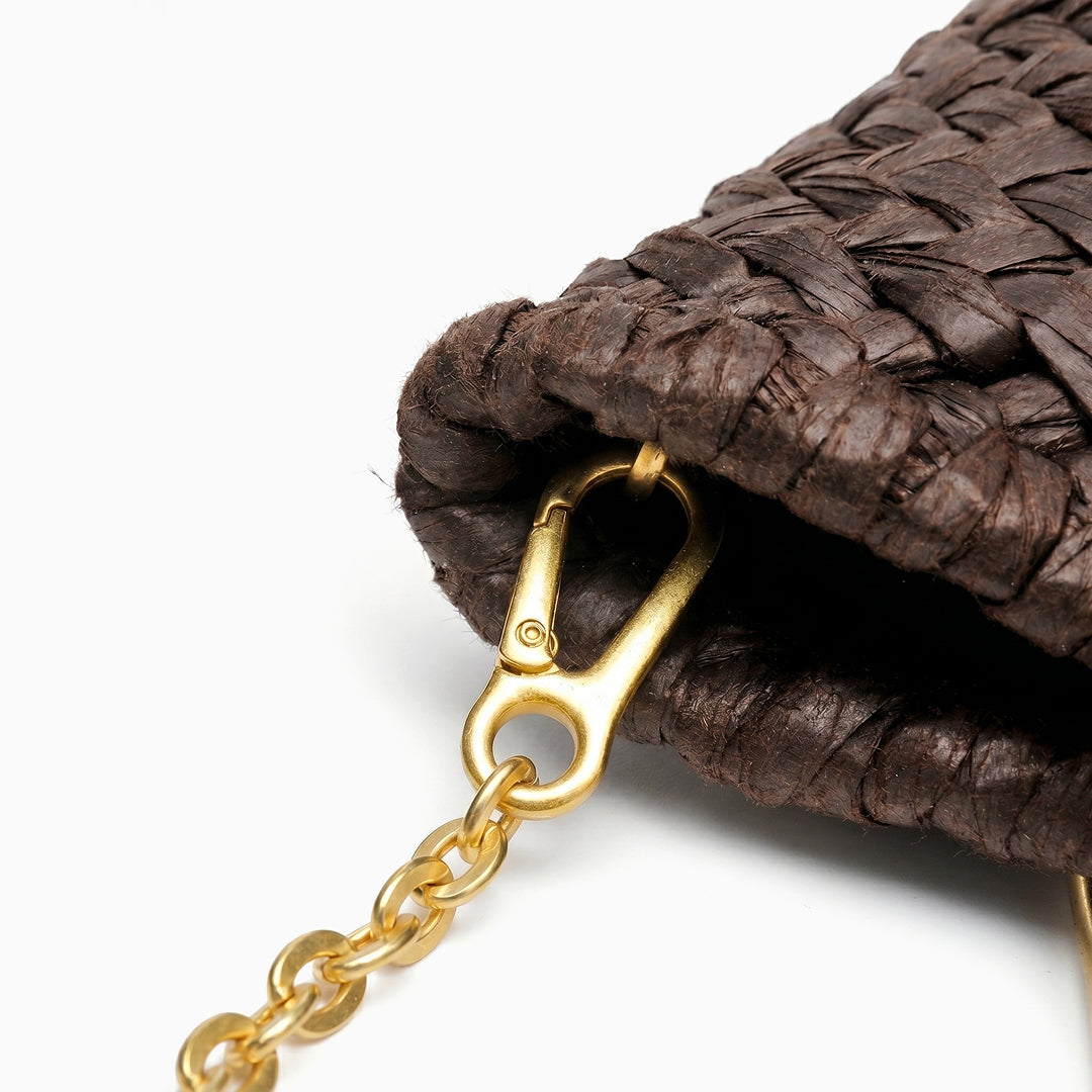 Cora Woven Straw Chain Bag