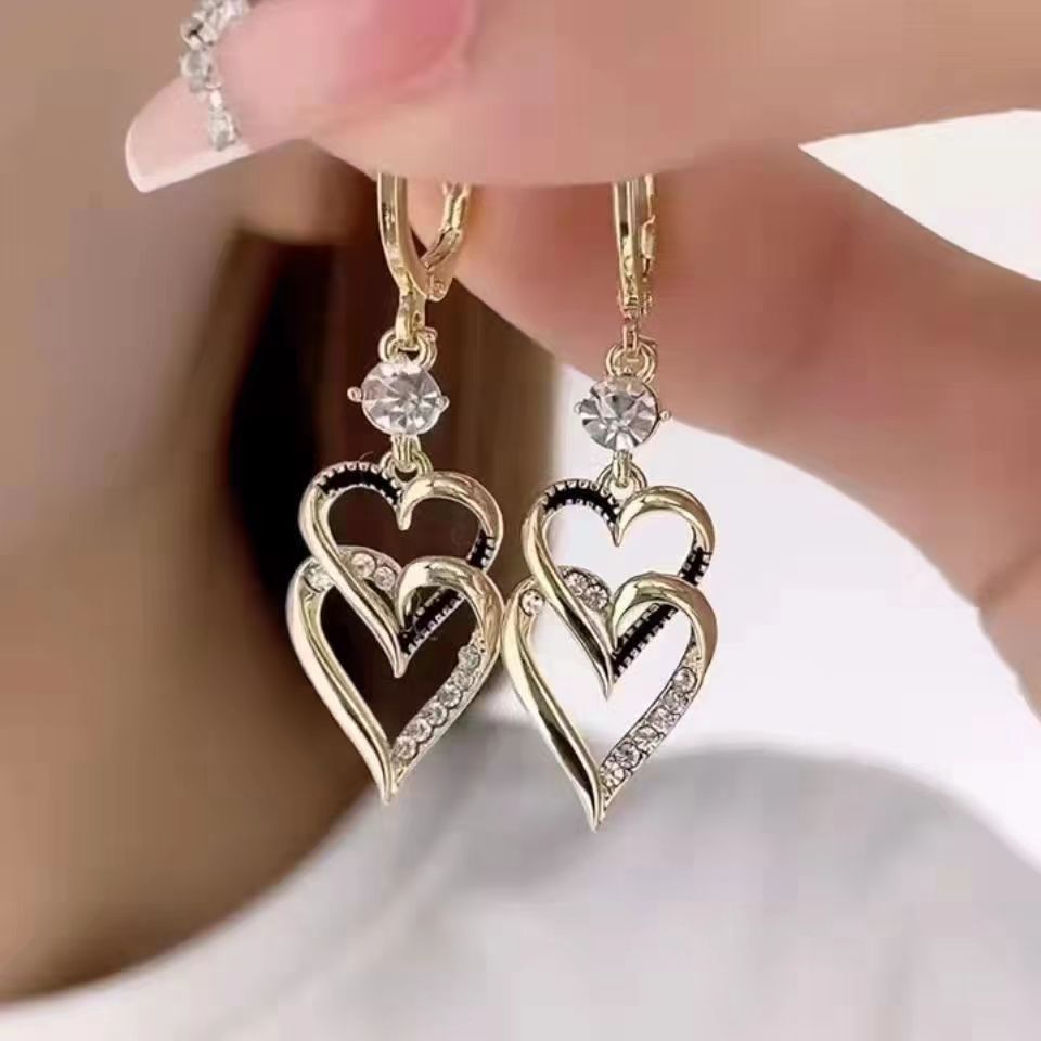 Boucles d'oreilles double couche Love