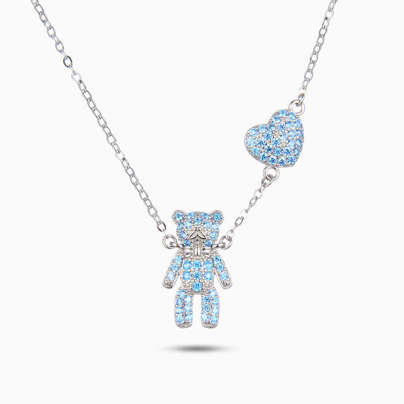 Collier coeur d'ours bleu ciel