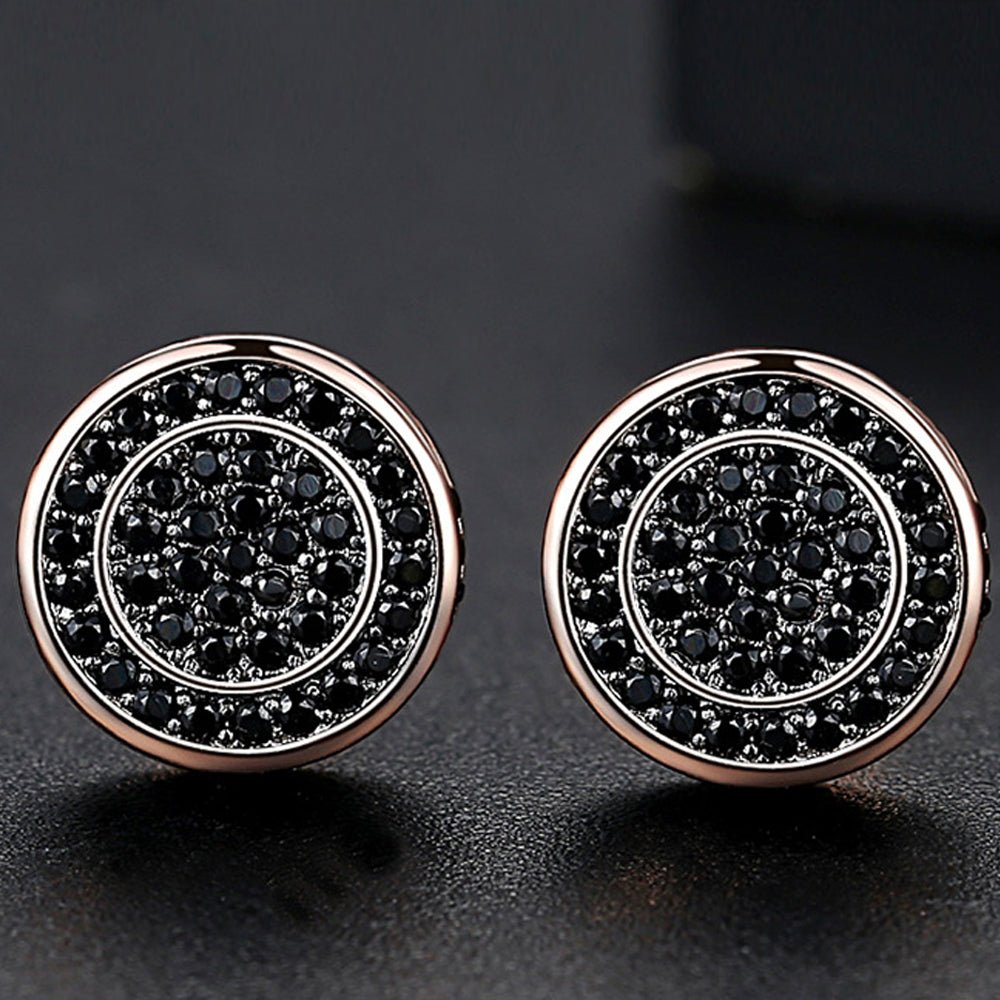 Boucles d'oreilles circulaires en rose noire