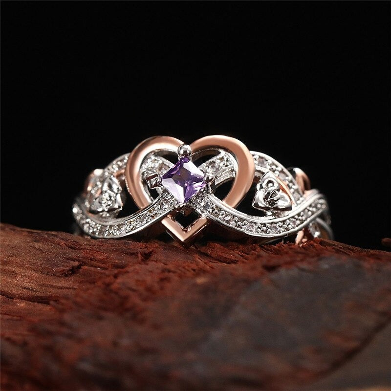 Bague romantique en forme de coeur pour femme